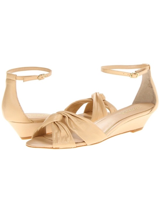 Lauren Ralph Lauren Shoes - Lauren Ralph Lauren Mireya beige leather knot ankle strap wedge sandals.